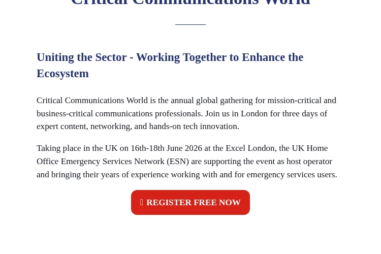 Critical Communications World 2026