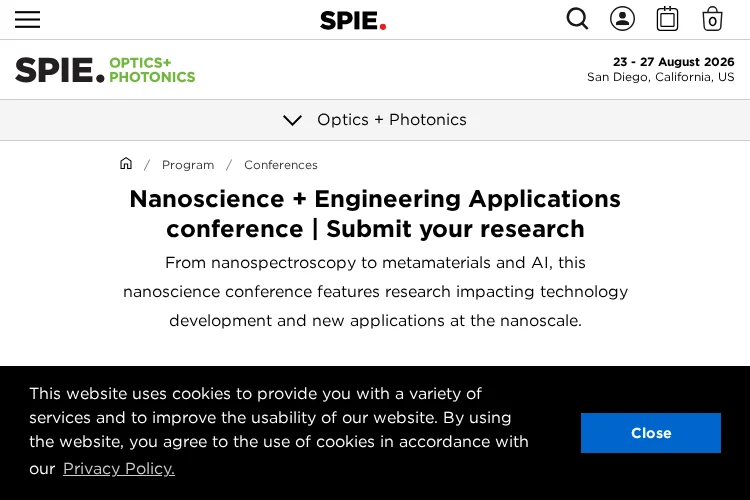SPIE Nanoscience + Engineering 2026