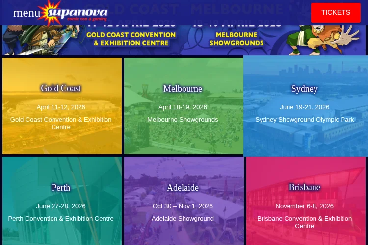 Supanova comic con & gaming Gold Coast 2026